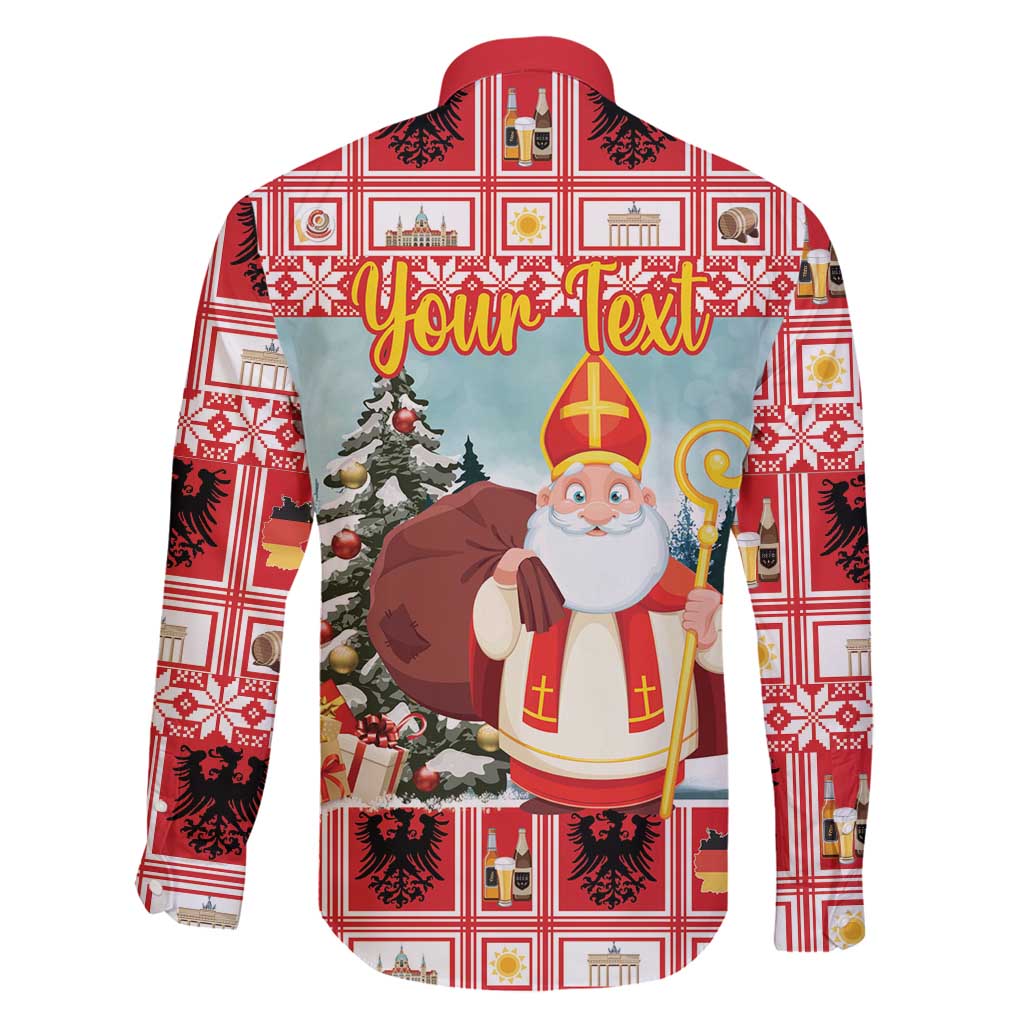 Personalized Germany Frohe Weihnachten Family Matching Off Shoulder Maxi Dress and Hawaiian Shirt Cute Saint Nicholas With Christmas Tree - Wonder Print Shop