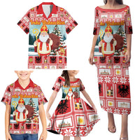 Personalized Germany Frohe Weihnachten Family Matching Puletasi and Hawaiian Shirt Cute Saint Nicholas With Christmas Tree - Wonder Print Shop