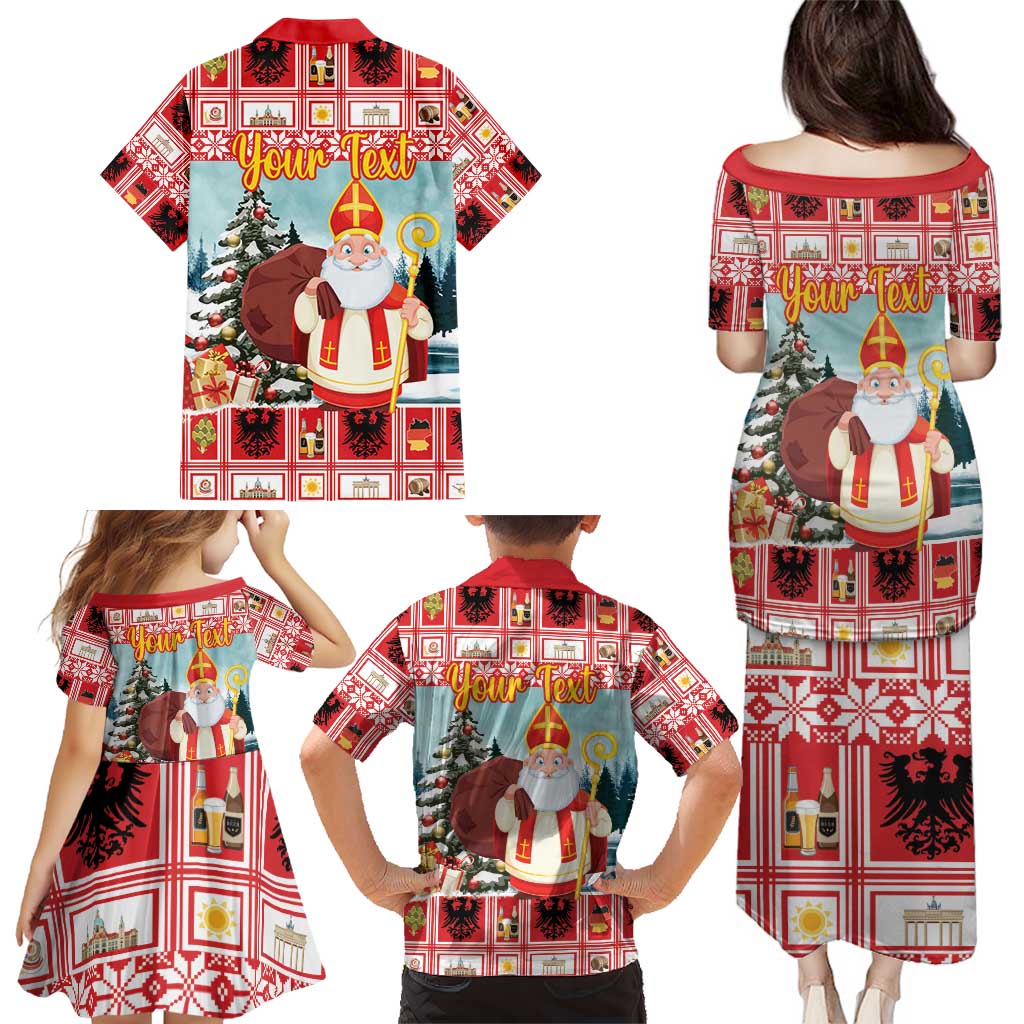 Personalized Germany Frohe Weihnachten Family Matching Puletasi and Hawaiian Shirt Cute Saint Nicholas With Christmas Tree - Wonder Print Shop