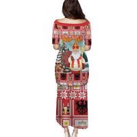 Personalized Germany Frohe Weihnachten Family Matching Puletasi and Hawaiian Shirt Cute Saint Nicholas With Christmas Tree - Wonder Print Shop