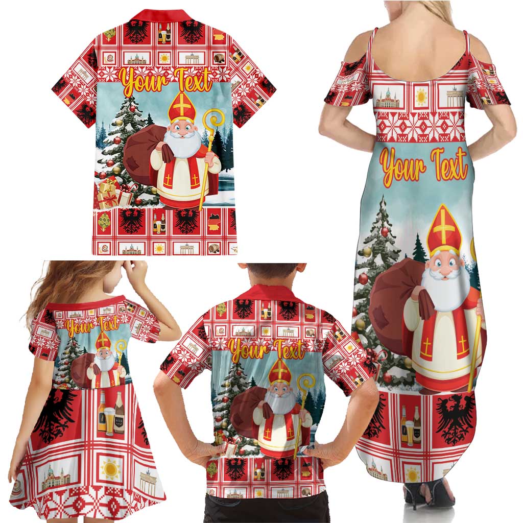 Personalized Germany Frohe Weihnachten Family Matching Summer Maxi Dress and Hawaiian Shirt Cute Saint Nicholas With Christmas Tree - Wonder Print Shop