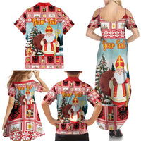 Personalized Germany Frohe Weihnachten Family Matching Summer Maxi Dress and Hawaiian Shirt Cute Saint Nicholas With Christmas Tree - Wonder Print Shop