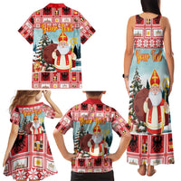 Personalized Germany Frohe Weihnachten Family Matching Tank Maxi Dress and Hawaiian Shirt Cute Saint Nicholas With Christmas Tree - Wonder Print Shop