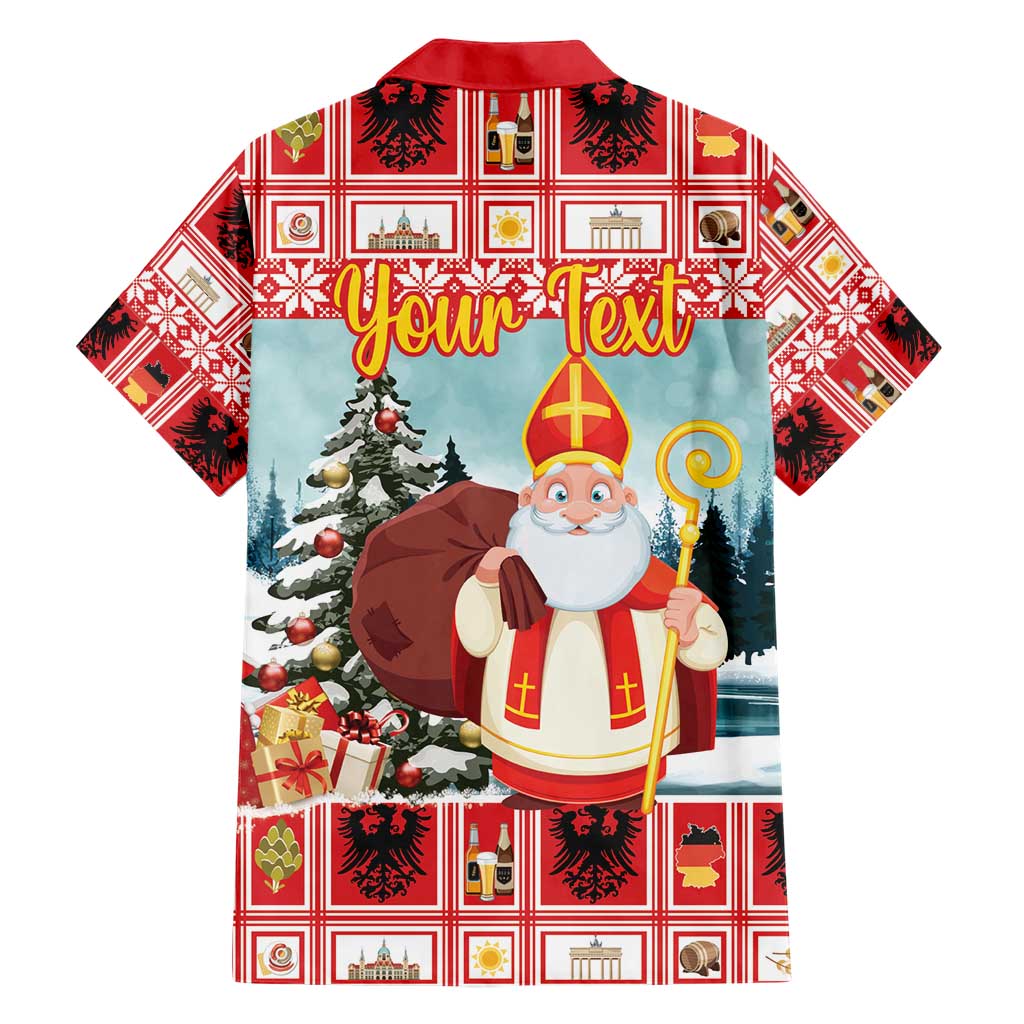 Personalized Germany Frohe Weihnachten Hawaiian Shirt Cute Saint Nicholas With Christmas Tree - Wonder Print Shop