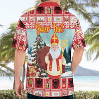 Personalized Germany Frohe Weihnachten Hawaiian Shirt Cute Saint Nicholas With Christmas Tree - Wonder Print Shop