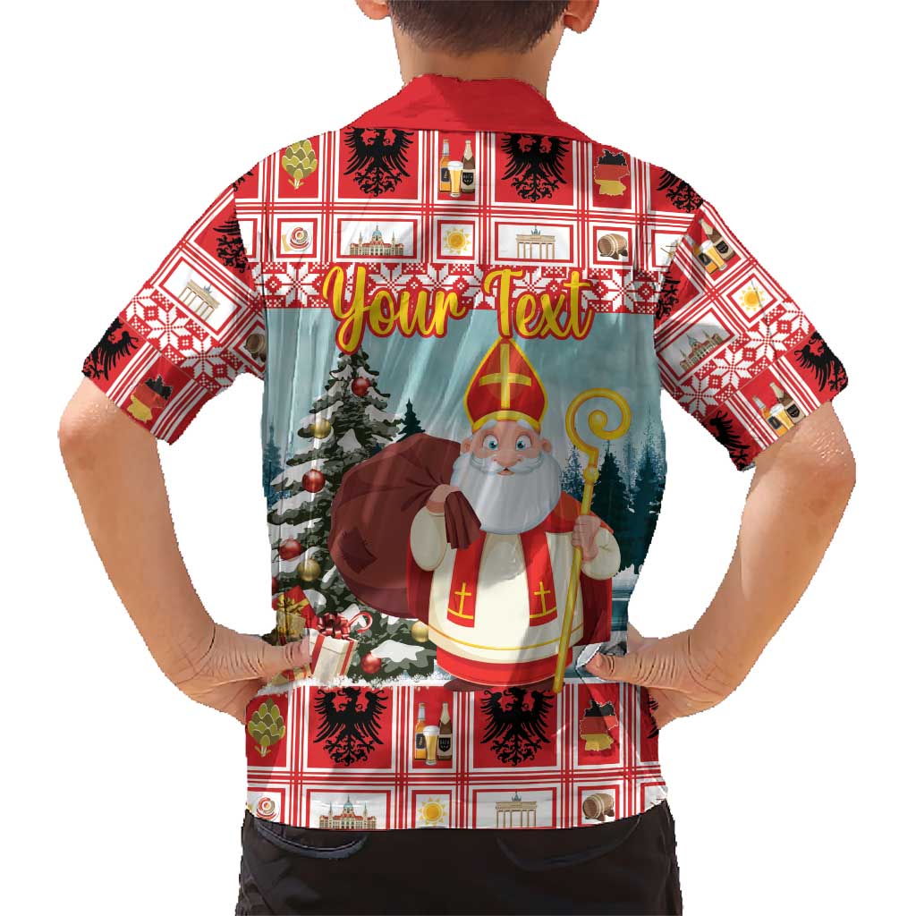 Personalized Germany Frohe Weihnachten Hawaiian Shirt Cute Saint Nicholas With Christmas Tree - Wonder Print Shop