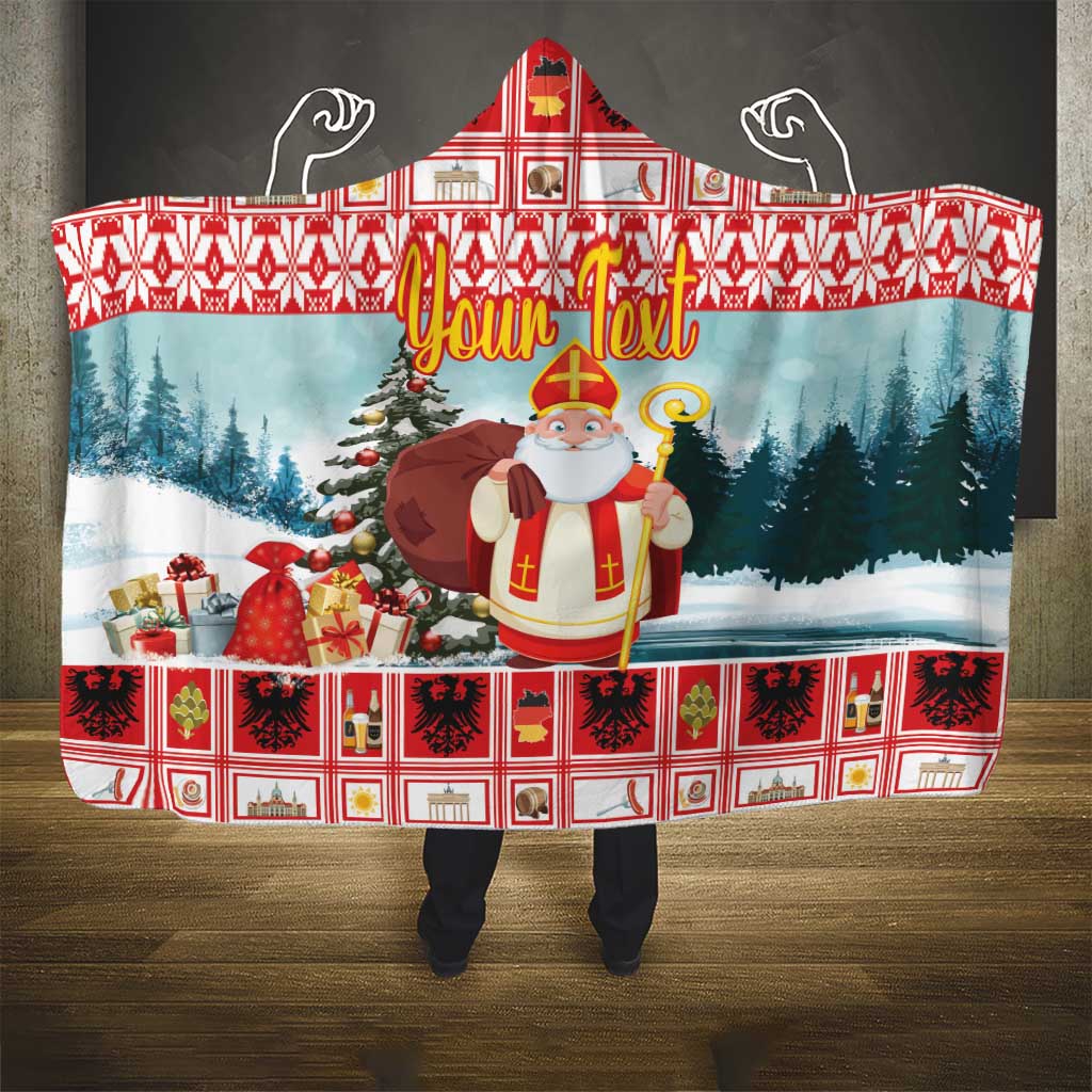 Personalized Germany Frohe Weihnachten Hooded Blanket Cute Saint Nicholas With Christmas Tree