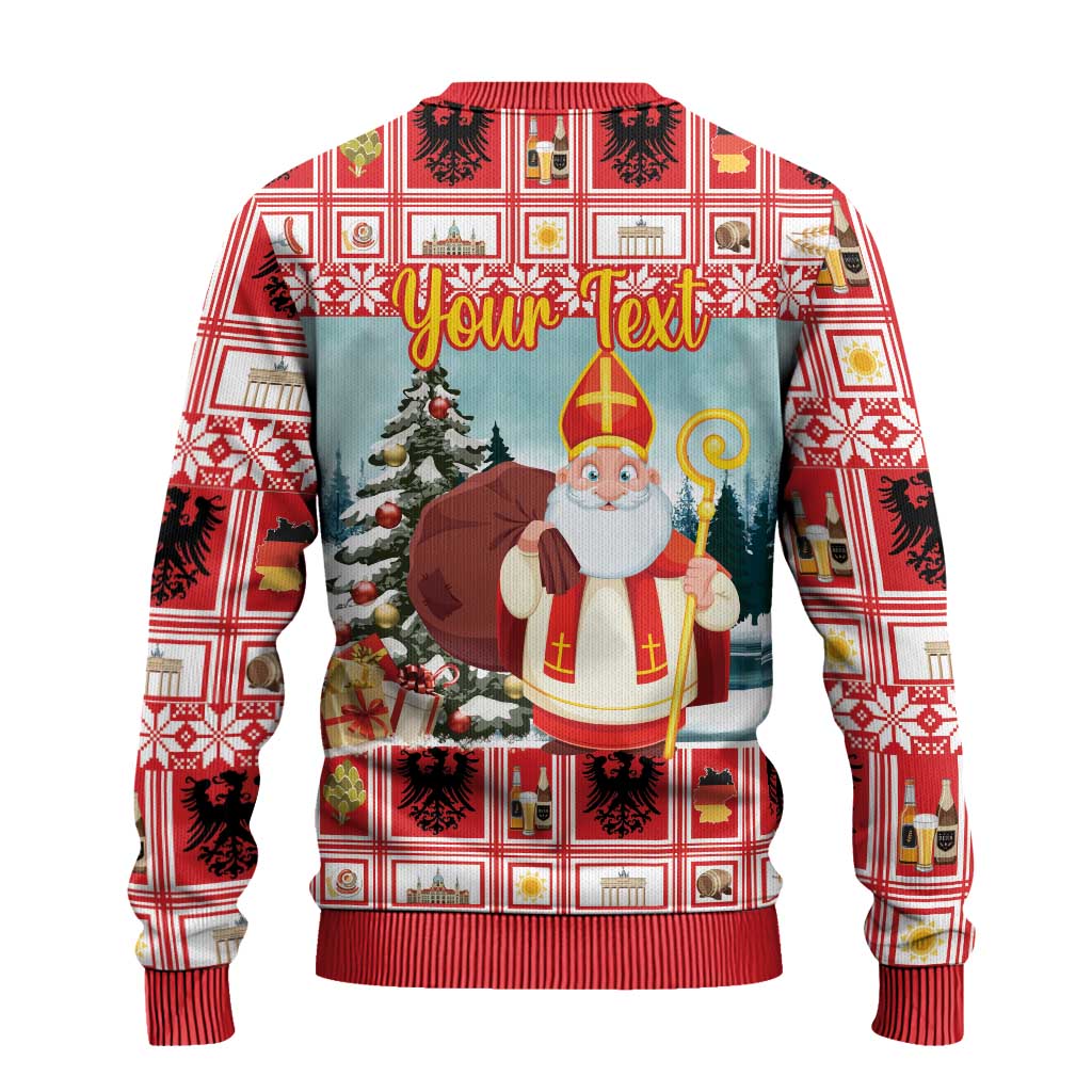 Personalized Germany Frohe Weihnachten Ugly Christmas Sweater Cute Saint Nicholas With Christmas Tree - Wonder Print Shop