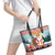 Personalized Germany Frohe Weihnachten Leather Tote Bag Cute Saint Nicholas With Christmas Tree - Wonder Print Shop