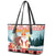 Personalized Germany Frohe Weihnachten Leather Tote Bag Cute Saint Nicholas With Christmas Tree - Wonder Print Shop