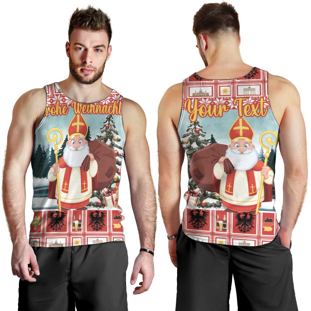 Personalized Germany Frohe Weihnachten Men Tank Top Cute Saint Nicholas With Christmas Tree - Wonder Print Shop