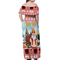Personalized Germany Frohe Weihnachten Off Shoulder Maxi Dress Cute Saint Nicholas With Christmas Tree - Wonder Print Shop