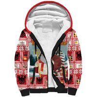 Personalized Germany Frohe Weihnachten Sherpa Hoodie Cute Saint Nicholas With Christmas Tree - Wonder Print Shop