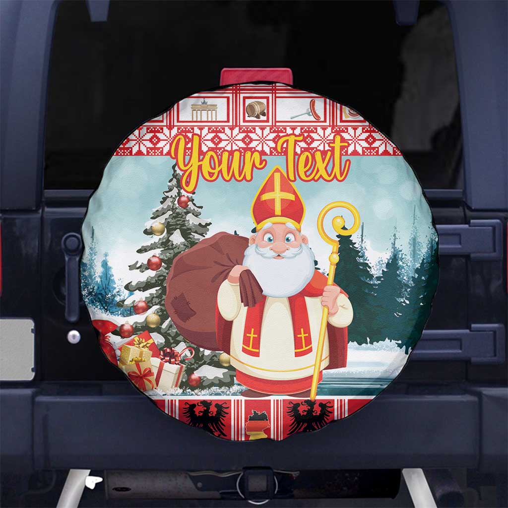 Personalized Germany Frohe Weihnachten Spare Tire Cover Cute Saint Nicholas With Christmas Tree - Wonder Print Shop