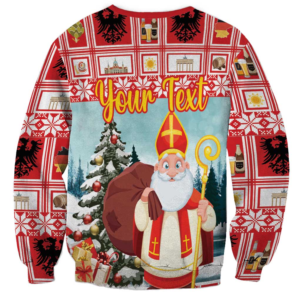 Personalized Germany Frohe Weihnachten Sweatshirt Cute Saint Nicholas With Christmas Tree - Wonder Print Shop