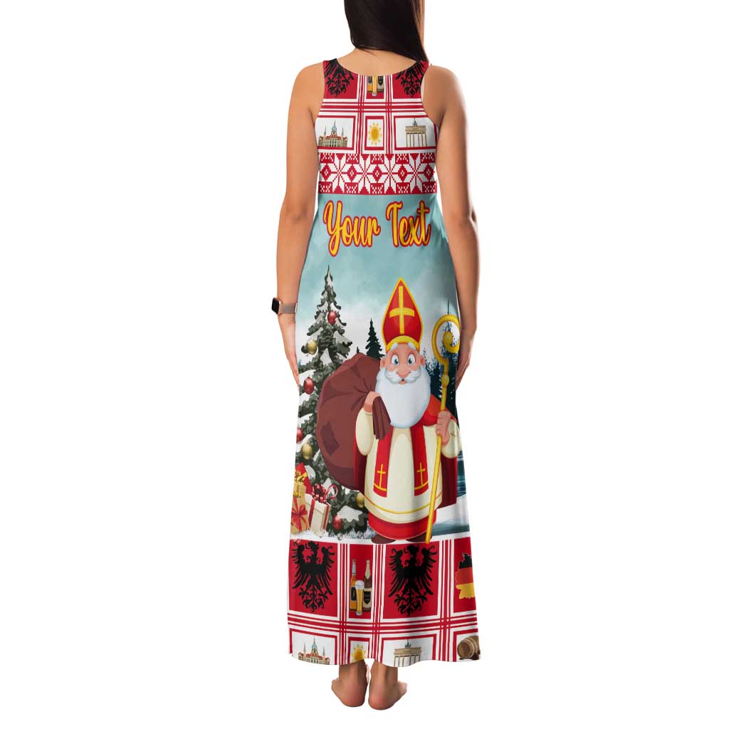 Personalized Germany Frohe Weihnachten Tank Maxi Dress Cute Saint Nicholas With Christmas Tree - Wonder Print Shop