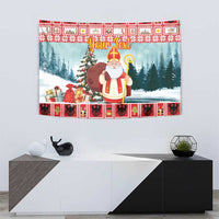 Personalized Germany Frohe Weihnachten Tapestry Cute Saint Nicholas With Christmas Tree - Wonder Print Shop