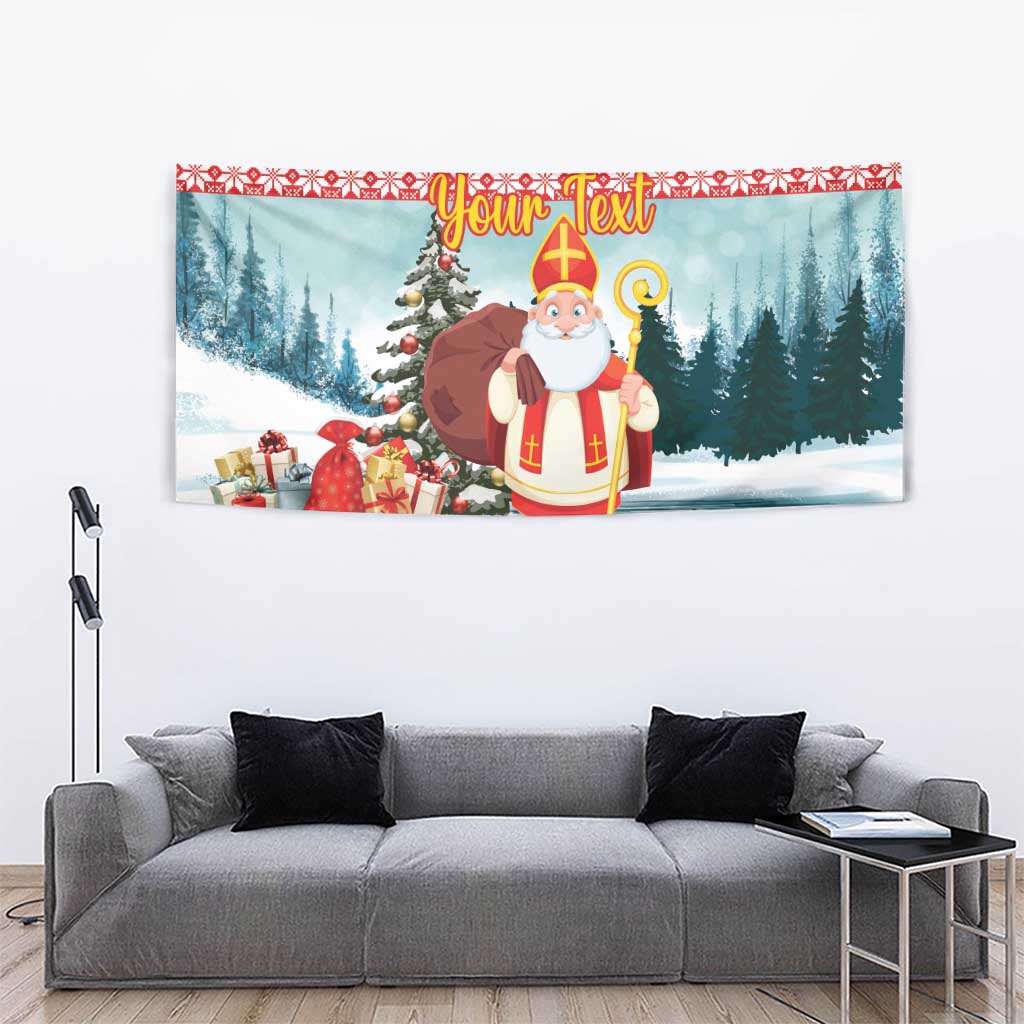 Personalized Germany Frohe Weihnachten Tapestry Cute Saint Nicholas With Christmas Tree - Wonder Print Shop