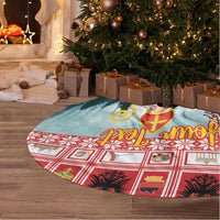 Personalized Germany Frohe Weihnachten Tree Skirt Cute Saint Nicholas With Christmas Tree - Wonder Print Shop