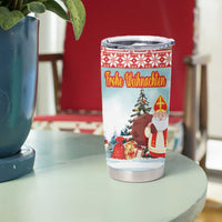 Personalized Germany Frohe Weihnachten Tumbler Cup Cute Saint Nicholas With Christmas Tree - Wonder Print Shop