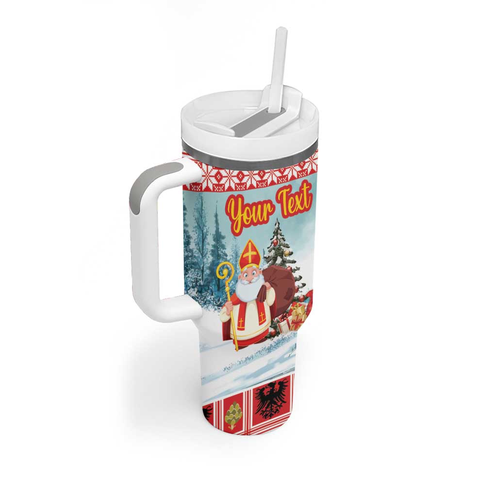 Personalized Germany Frohe Weihnachten Tumbler With Handle Cute Saint Nicholas With Christmas Tree - Wonder Print Shop