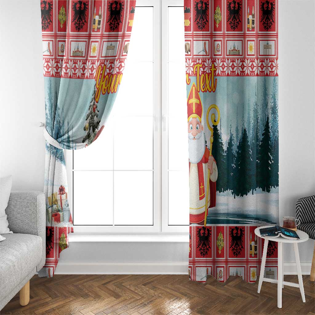 Personalized Germany Frohe Weihnachten Window Curtain Cute Saint Nicholas With Christmas Tree - Wonder Print Shop