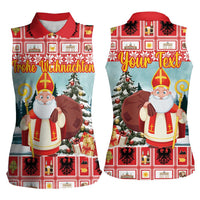 Personalized Germany Frohe Weihnachten Women Sleeveless Polo Shirt Cute Saint Nicholas With Christmas Tree - Wonder Print Shop