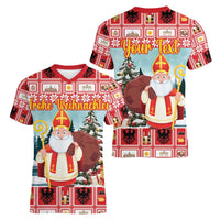 Personalized Germany Frohe Weihnachten Women V-Neck T-Shirt Cute Saint Nicholas With Christmas Tree - Wonder Print Shop