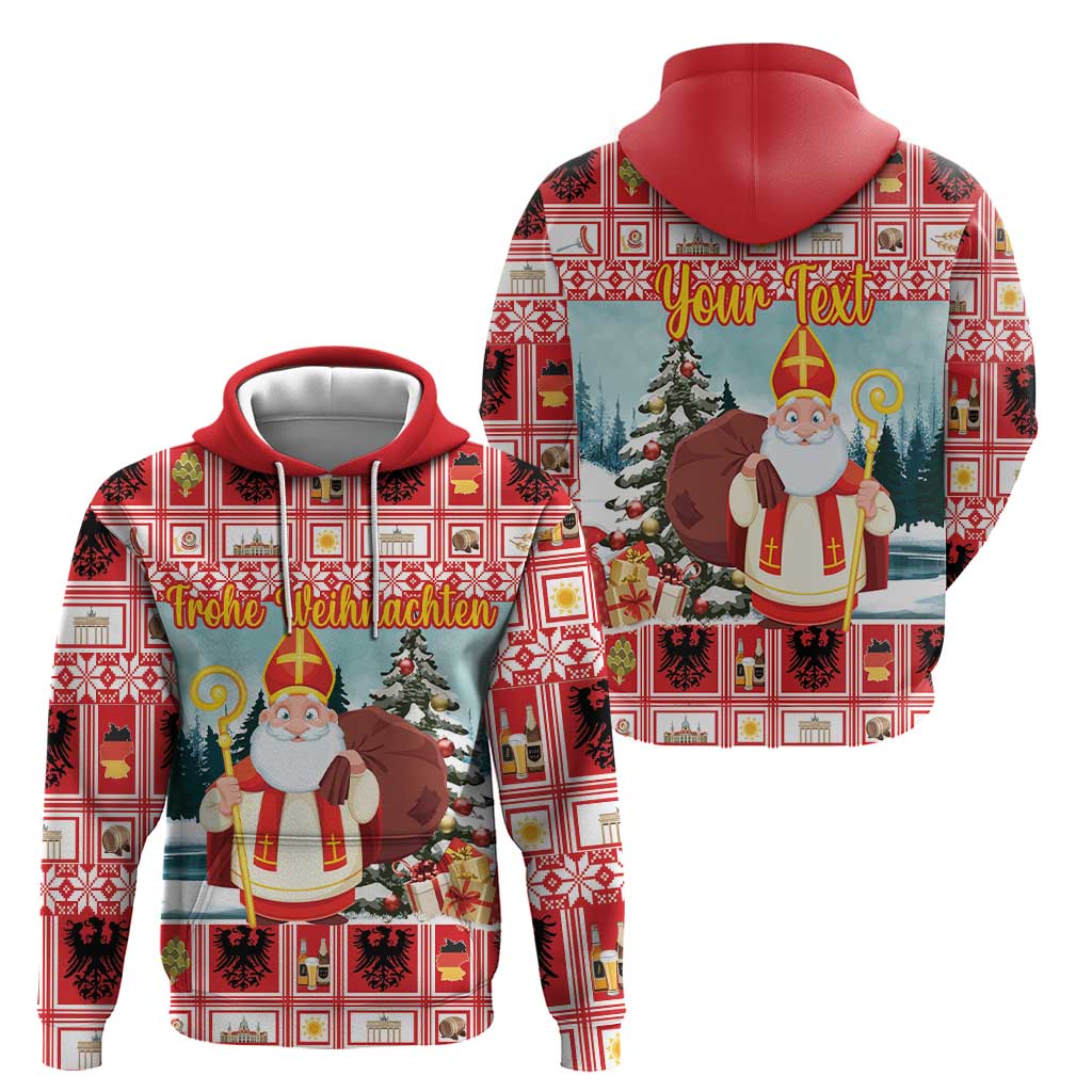 Personalized Germany Frohe Weihnachten Zip Hoodie Cute Saint Nicholas With Christmas Tree - Wonder Print Shop