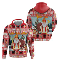 Personalized Germany Frohe Weihnachten Zip Hoodie Cute Saint Nicholas With Christmas Tree - Wonder Print Shop