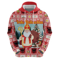 Personalized Germany Frohe Weihnachten Zip Hoodie Cute Saint Nicholas With Christmas Tree - Wonder Print Shop