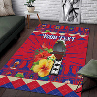 Personalized Haiti Jwaye Nowel Area Rug Hispaniolan Trogon With Hibiscus Flowers - Wonder Print Shop