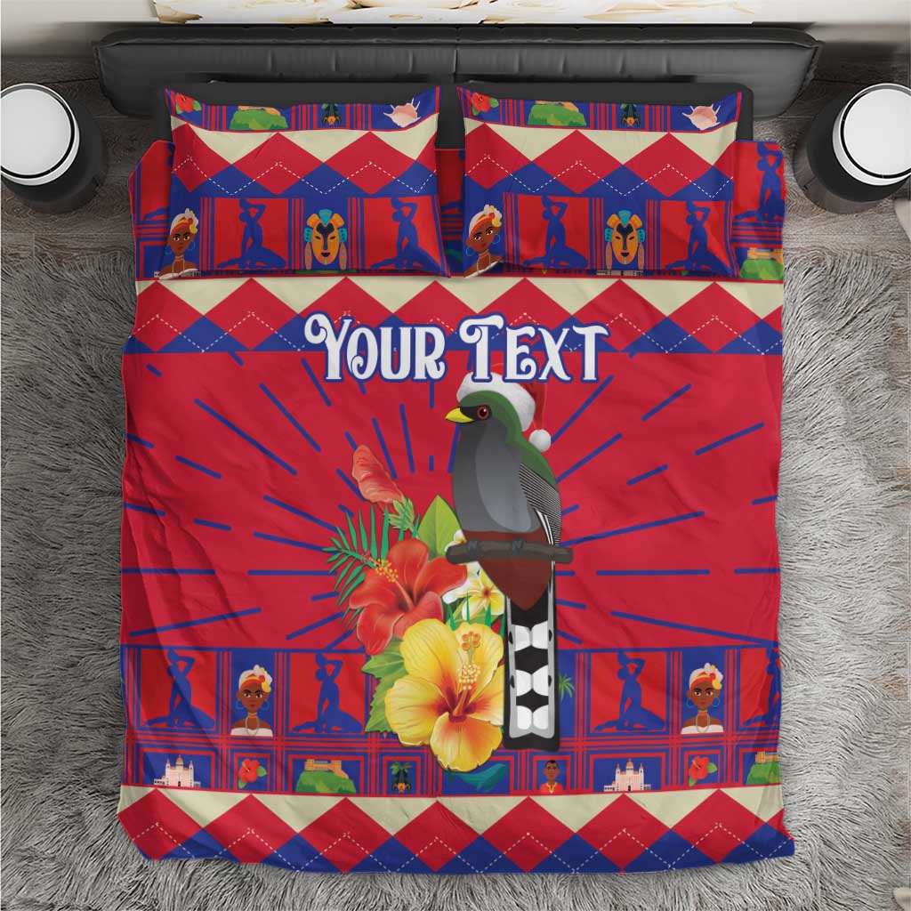 Personalized Haiti Jwaye Nowel Bedding Set Hispaniolan Trogon With Hibiscus Flowers - Wonder Print Shop