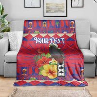 Personalized Haiti Jwaye Nowel Blanket Hispaniolan Trogon With Hibiscus Flowers