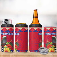 Personalized Haiti Jwaye Nowel 4 in 1 Can Cooler Tumbler Hispaniolan Trogon With Hibiscus Flowers - Wonder Print Shop