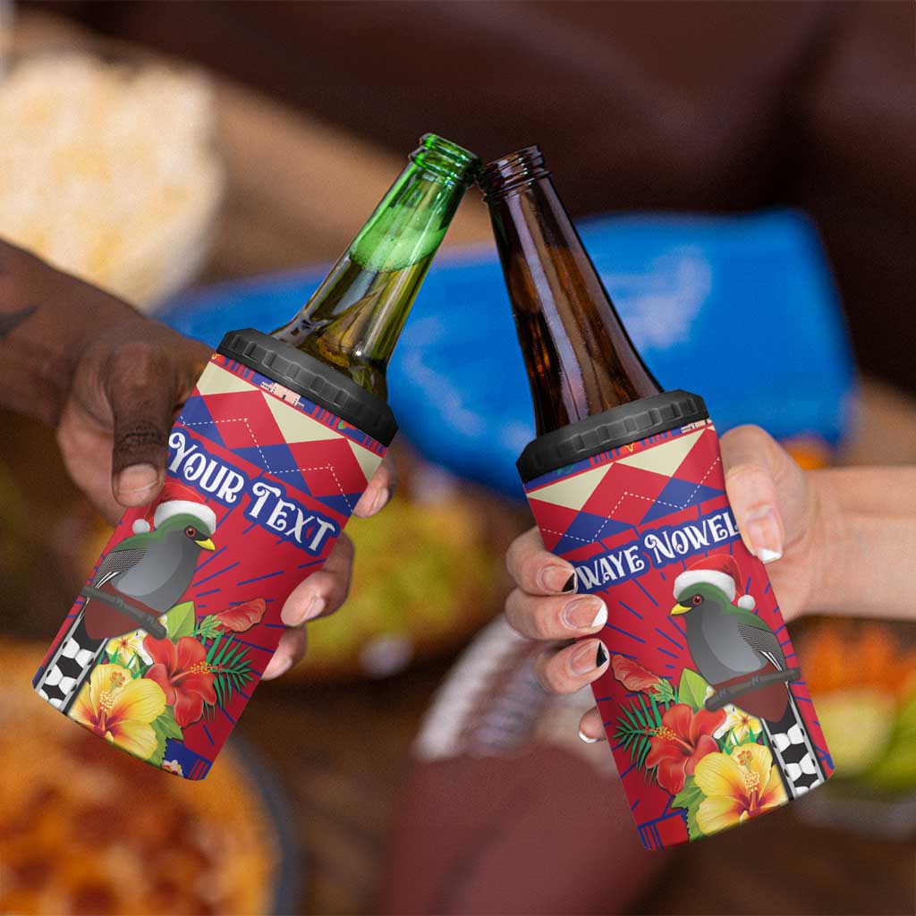 Personalized Haiti Jwaye Nowel 4 in 1 Can Cooler Tumbler Hispaniolan Trogon With Hibiscus Flowers - Wonder Print Shop