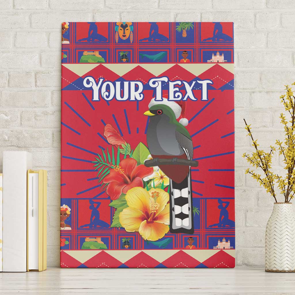 Personalized Haiti Jwaye Nowel Canvas Wall Art Hispaniolan Trogon With Hibiscus Flowers - Wonder Print Shop