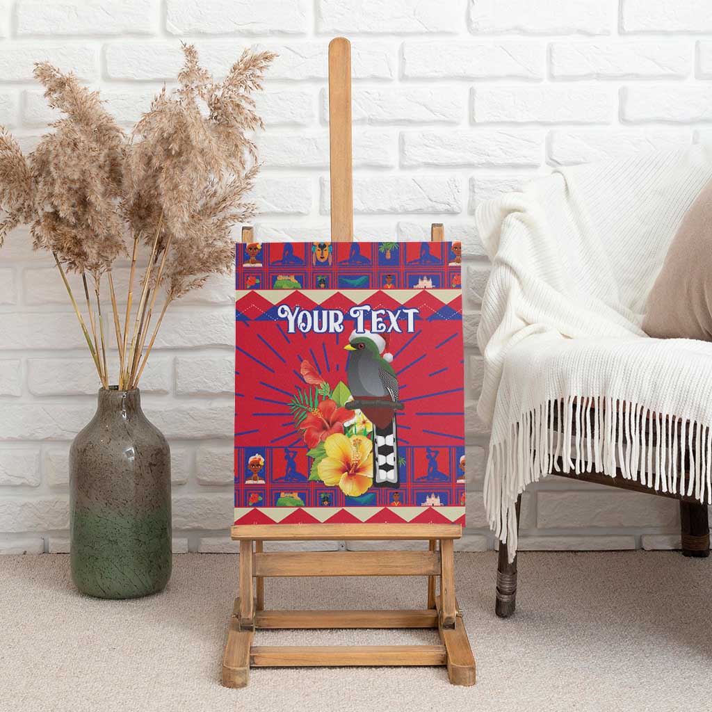 Personalized Haiti Jwaye Nowel Canvas Wall Art Hispaniolan Trogon With Hibiscus Flowers - Wonder Print Shop