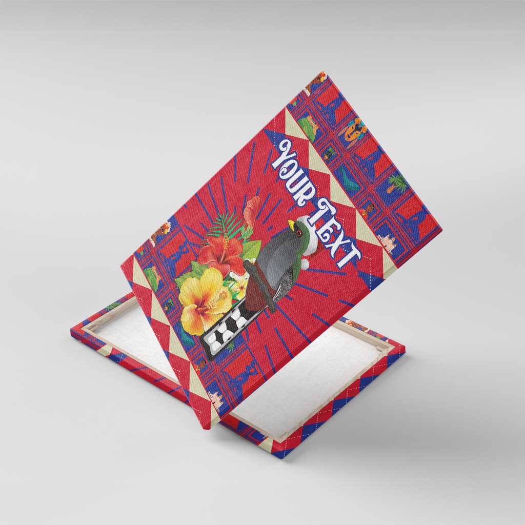 Personalized Haiti Jwaye Nowel Canvas Wall Art Hispaniolan Trogon With Hibiscus Flowers - Wonder Print Shop