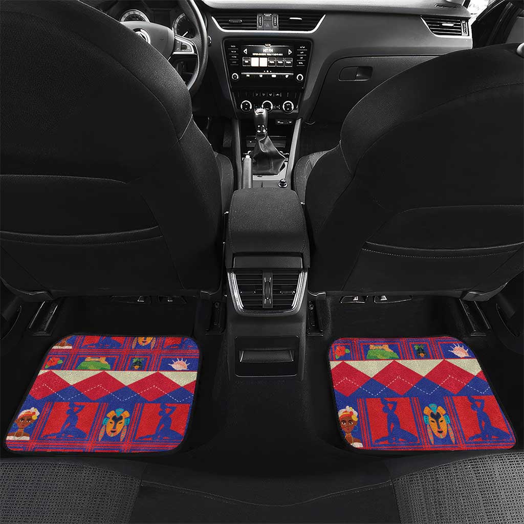 Personalized Haiti Jwaye Nowel Car Mats Hispaniolan Trogon With Hibiscus Flowers - Wonder Print Shop