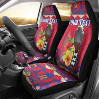 Personalized Haiti Jwaye Nowel Car Seat Cover Hispaniolan Trogon With Hibiscus Flowers - Wonder Print Shop