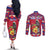 Personalized Haiti Jwaye Nowel Couples Matching Off The Shoulder Long Sleeve Dress and Long Sleeve Button Shirt Hispaniolan Trogon With Hibiscus Flowers