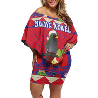 Personalized Haiti Jwaye Nowel Family Matching Off Shoulder Short Dress and Hawaiian Shirt Hispaniolan Trogon With Hibiscus Flowers - Wonder Print Shop