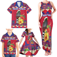 Personalized Haiti Jwaye Nowel Family Matching Tank Maxi Dress and Hawaiian Shirt Hispaniolan Trogon With Hibiscus Flowers - Wonder Print Shop