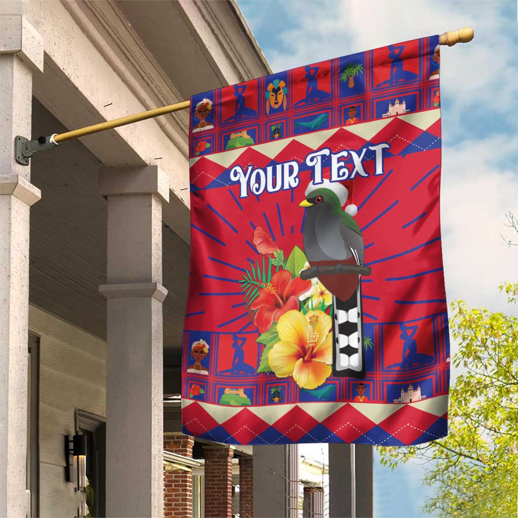 Personalized Haiti Jwaye Nowel Garden Flag Hispaniolan Trogon With Hibiscus Flowers - Wonder Print Shop