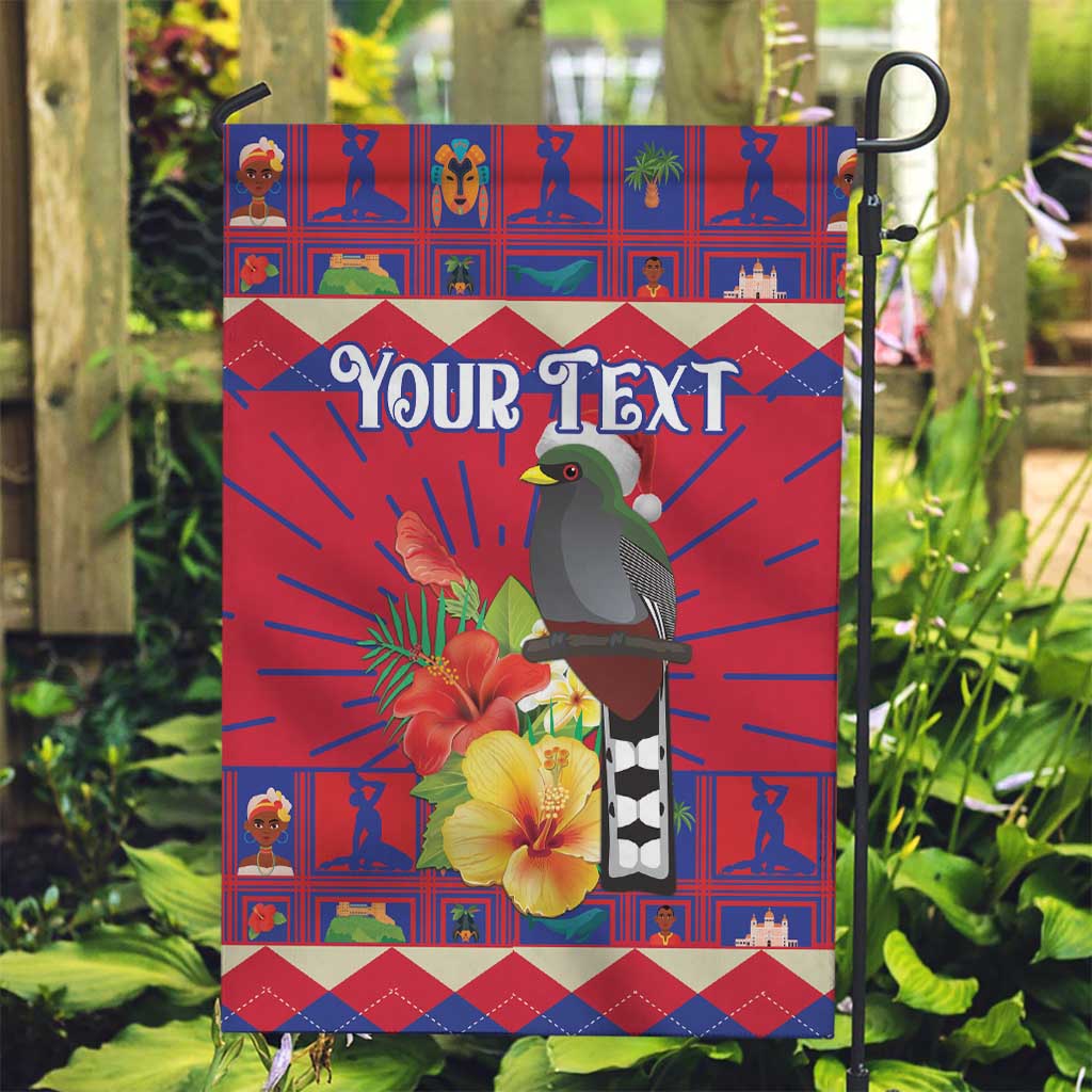 Personalized Haiti Jwaye Nowel Garden Flag Hispaniolan Trogon With Hibiscus Flowers - Wonder Print Shop