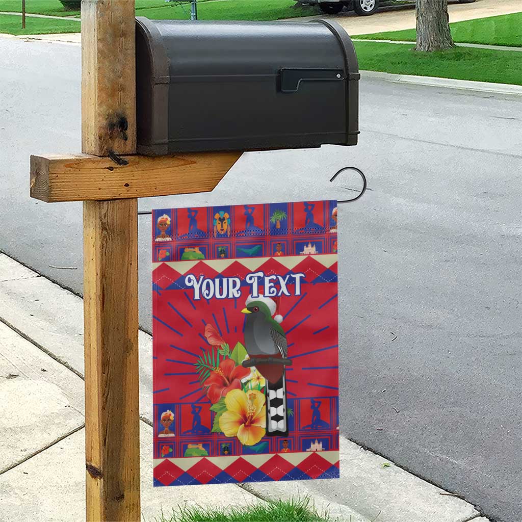 Personalized Haiti Jwaye Nowel Garden Flag Hispaniolan Trogon With Hibiscus Flowers - Wonder Print Shop