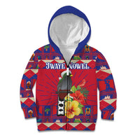 Personalized Haiti Jwaye Nowel Kid Hoodie Hispaniolan Trogon With Hibiscus Flowers - Wonder Print Shop