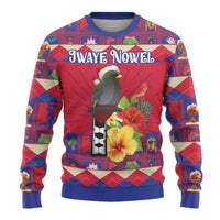 Personalized Haiti Jwaye Nowel Ugly Christmas Sweater Hispaniolan Trogon With Hibiscus Flowers - Wonder Print Shop