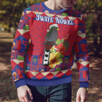 Personalized Haiti Jwaye Nowel Ugly Christmas Sweater Hispaniolan Trogon With Hibiscus Flowers - Wonder Print Shop